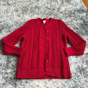 L.L. Bean Red Cable Knit Sweater
